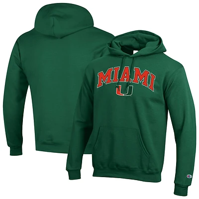 Sweat à capuche logo Arch Over Champion Green Miami Hurricanes pour homme