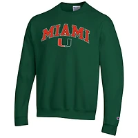 Men's Champion  Green Miami Hurricanes Arch Over Logo Pullover Sweatshirt