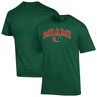 T-shirt vert Champion pour homme avec logo Arch Over des Miami Hurricanes