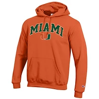 Sweat à capuche orange Champion pour homme avec logo Arch Over des Miami Hurricanes