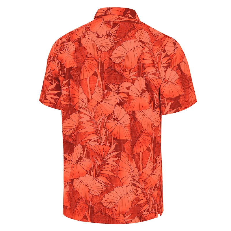 Men's Tommy Bahama  Orange Miami Hurricanes Coast Nuevo Fronds Camp Button-Up Top