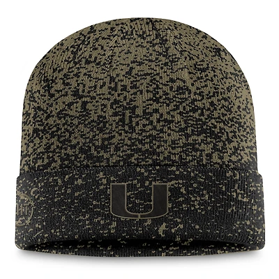 Men's Top of the World  Olive/Black Miami Hurricanes Cuffed Knit Two-Tone Hat