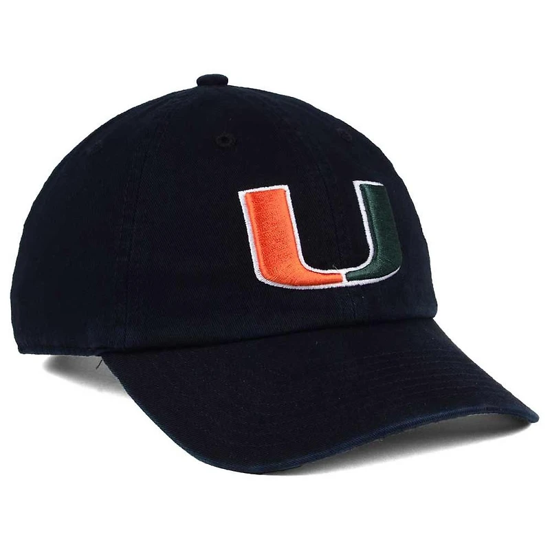Men's '47 Black Miami Hurricanes Clean Up Adjustable Hat