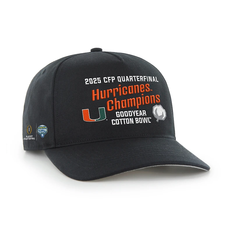 Men's '47 Black Miami Hurricanes College Football Playoff 2025 Cotton Bowl Champions Hitch Adjustable Hat