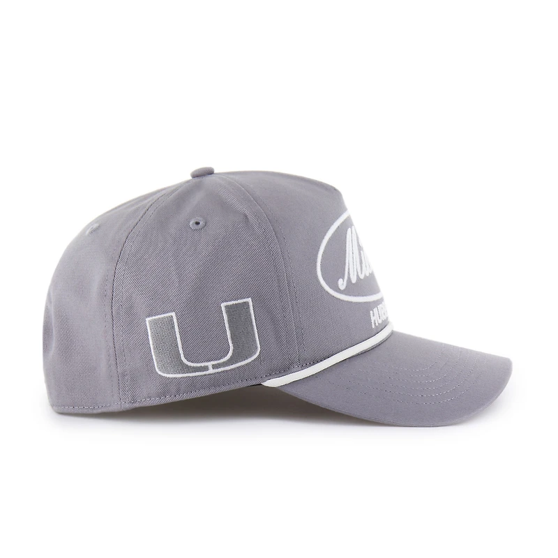 Men's '47 Gray Miami Hurricanes Contemporary Basics Foundational Rope Hitch Adjustable Hat