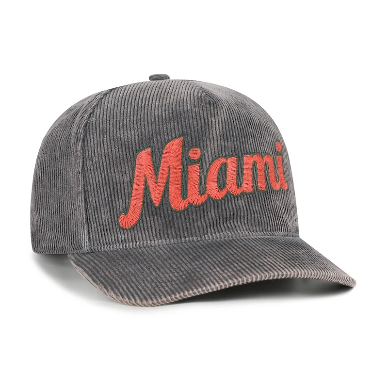 Men's '47 Gray Miami Hurricanes Reclaim Snow Wash Corduroy Hitch Adjustable Hat
