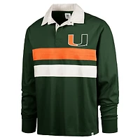 Men's '47 Green Miami Hurricanes Clubhouse Knox Thames Long Sleeve Rugby Polo