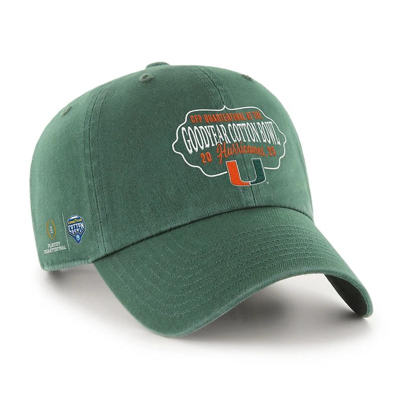 Men's '47 Green Miami Hurricanes College Football Playoff 2025 Cotton Bowl Clean Up Adjustable Hat
