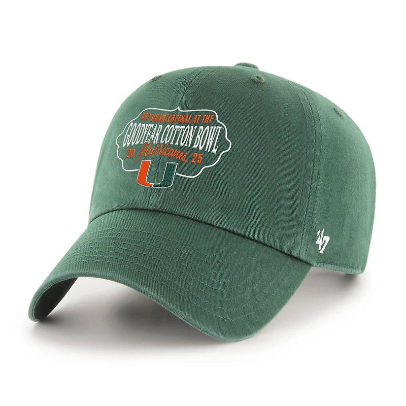 Men's '47 Green Miami Hurricanes College Football Playoff 2025 Cotton Bowl Clean Up Adjustable Hat