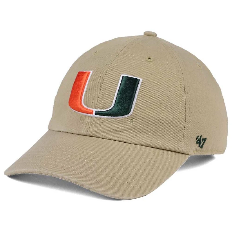 Casquette ajustable '47 Khaki Miami Hurricanes Clean Up pour homme