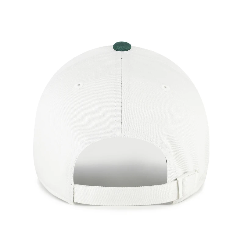 Men's '47 White/Green Miami Hurricanes Contemporary Basics Two Tone Clean Up Adjustable Hat