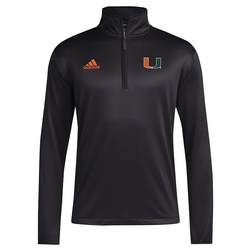 Haut à quart de zip adidas Miami Hurricanes Coaches Sideline pour hommes noir