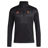 Haut à quart de zip adidas Miami Hurricanes Coaches Sideline pour hommes noir