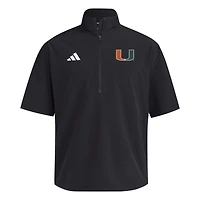 Veste d'entraînement à manches courtes et demi-zip adidas noire Miami Hurricanes 2024 pour homme
