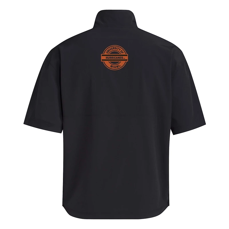 Veste d'entraînement à manches courtes et demi-zip adidas noire Miami Hurricanes 2024 pour homme