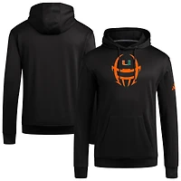 T-shirt à capuche manches longues adidas Miami Hurricanes noir pour homme, modèle AEROREADY.
