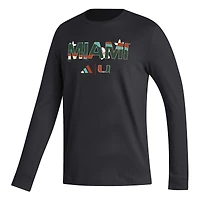 Men's adidas Black Miami Hurricanes Honoring Excellence Long Sleeve T-Shirt