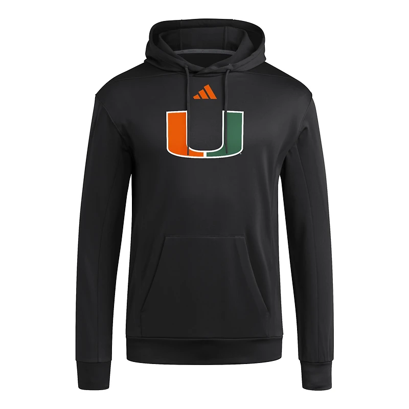Sweat à capuche en polaire adidas noir Miami Hurricanes pour homme avec logo Locker
