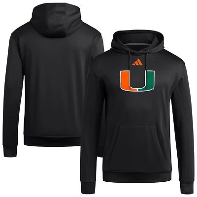 Sweat à capuche en polaire adidas noir Miami Hurricanes pour homme avec logo Locker