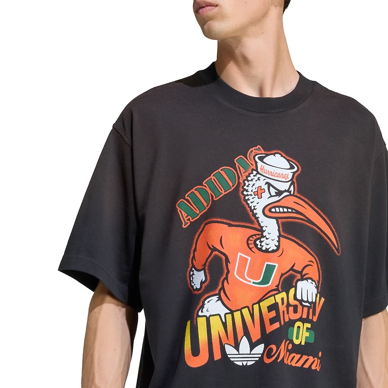T-shirt adidas noir Miami Hurricanes Originals pour homme