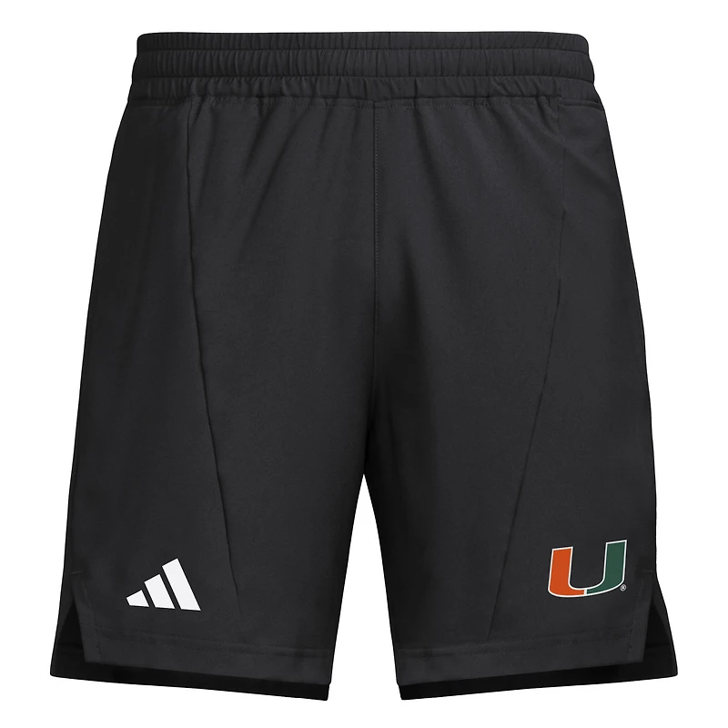 Short d'entraînement tissé adidas noir Miami Hurricanes pour homme