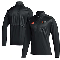 Veste pour homme adidas Miami Hurricanes Sideline AEROREADY Raglan Sleeve Quarter-Zip Jacket