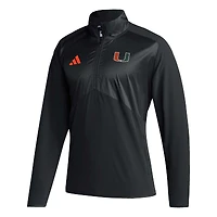 Veste pour homme adidas Miami Hurricanes Sideline AEROREADY Raglan Sleeve Quarter-Zip Jacket