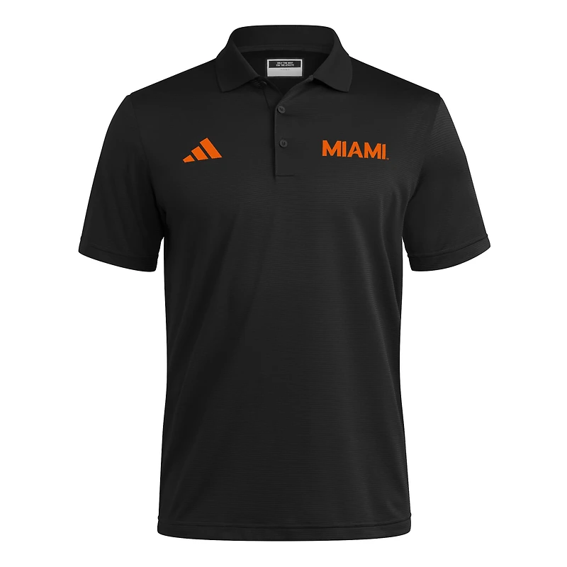 Men's adidas Black Miami Hurricanes Ultimate 365 Ottoman Polo Shirt