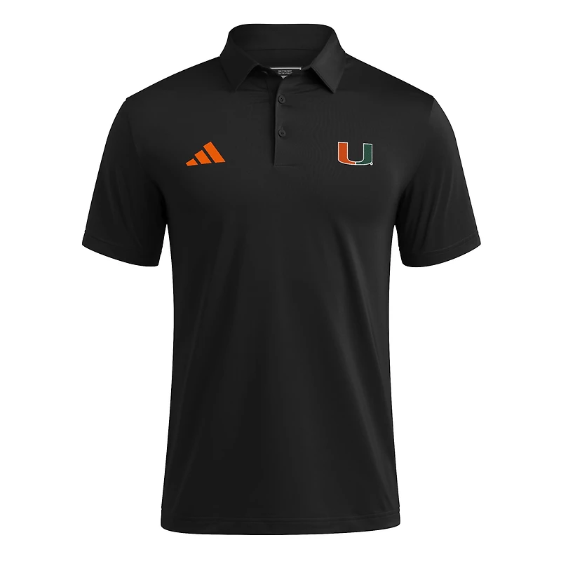 Polo adidas noir Ultimate 365 pour homme des Miami Hurricanes