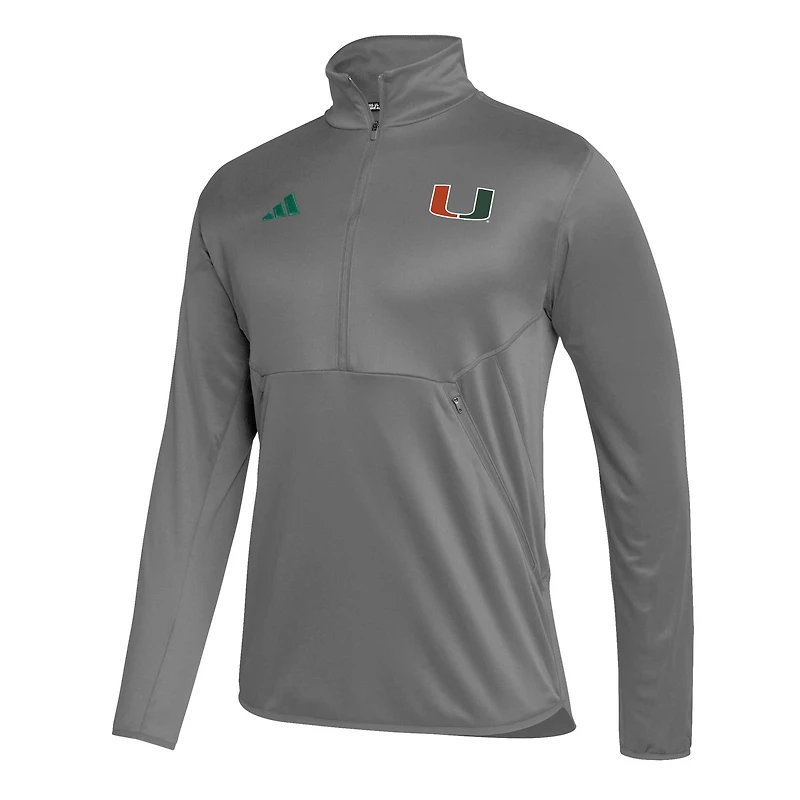 Haut demi-zip AEROREADY Sideline des Miami Hurricanes 2023 pour homme adidas gris