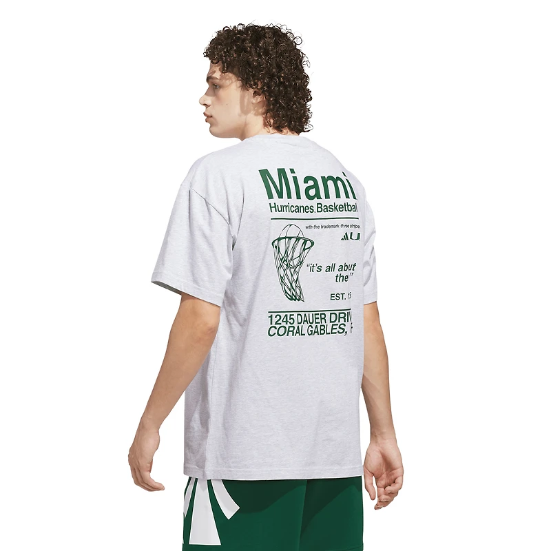 Men's adidas Gray Miami Hurricanes Off-Court T-Shirt