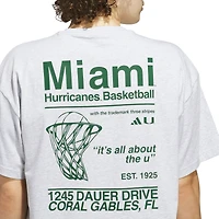 Men's adidas Gray Miami Hurricanes Off-Court T-Shirt