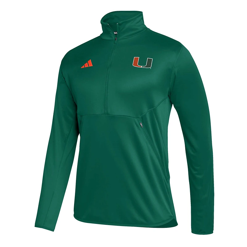 Haut demi-zip AEROREADY Sideline pour hommes adidas Miami Hurricanes 2023 vert