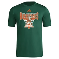 Men's adidas Green Miami Hurricanes 2024 Locker Trilateral Pre-Game T-Shirt