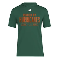 T-shirt d'entraînement à capuche adidas vert Miami Hurricanes 2025 AREOREADY pour homme
