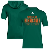 T-shirt d'entraînement à capuche adidas vert Miami Hurricanes 2025 AREOREADY pour homme