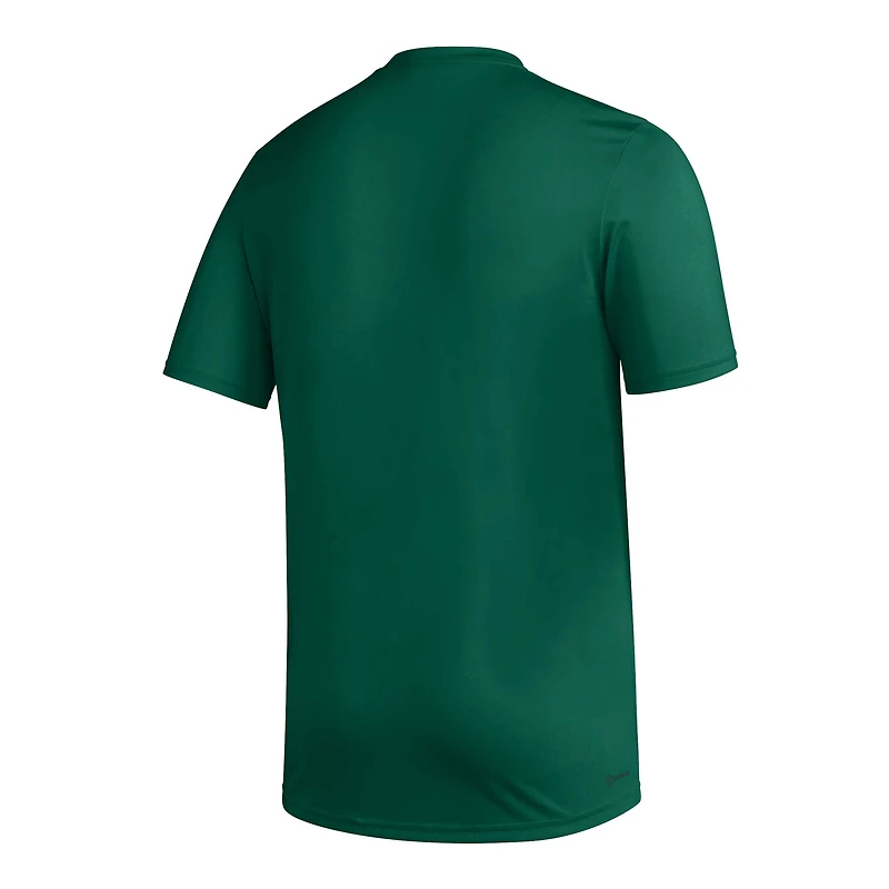 Men's adidas Green Miami Hurricanes AEROREADY Pregame T-Shirt