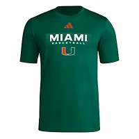 Men's adidas Green Miami Hurricanes Basketball Locker On-Court The Fade Pregame AEROREADY T-Shirt