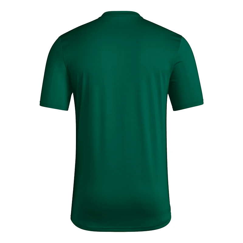 T-shirt adidas vert Miami Hurricanes Basketball Locker On-Court The Fade Pregame AEROREADY pour homme