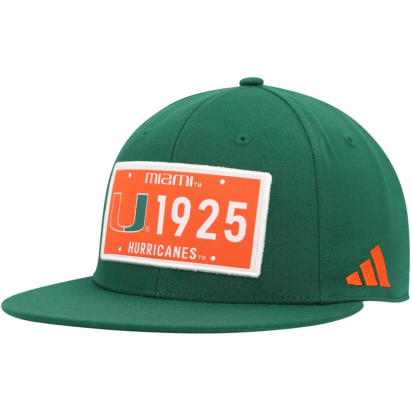 Casquette adidas Miami Hurricanes Established Snapback pour homme verte