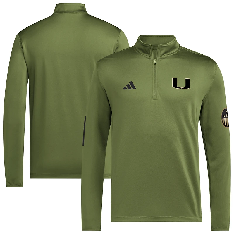 Men's adidas Green Miami Hurricanes Half-Zip Golf Jacket