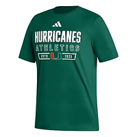 Men's adidas  Green Miami Hurricanes Head of Class Fresh T-Shirt