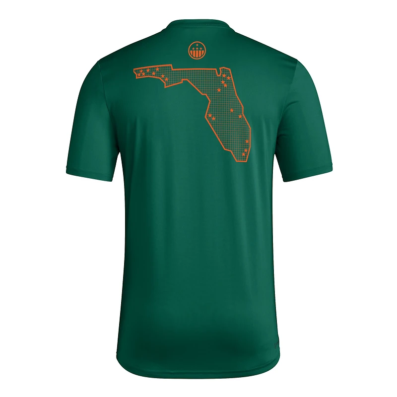 Men's adidas Green Miami Hurricanes Honor & Support Pre-Game T-Shirt