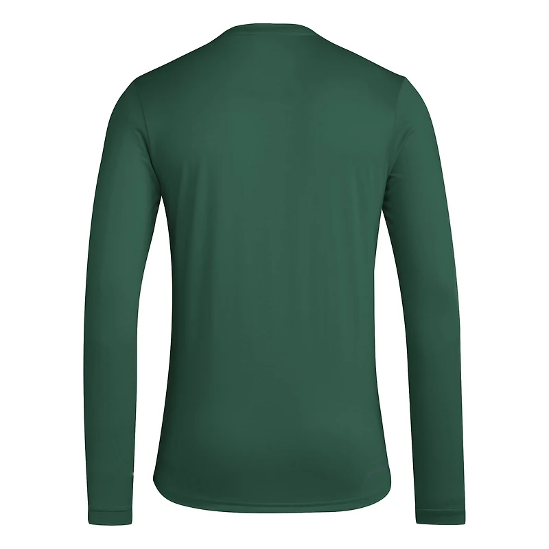 Men's adidas  Green Miami Hurricanes Locker Practice Football Pre-Game Long Sleeve T-Shirt
