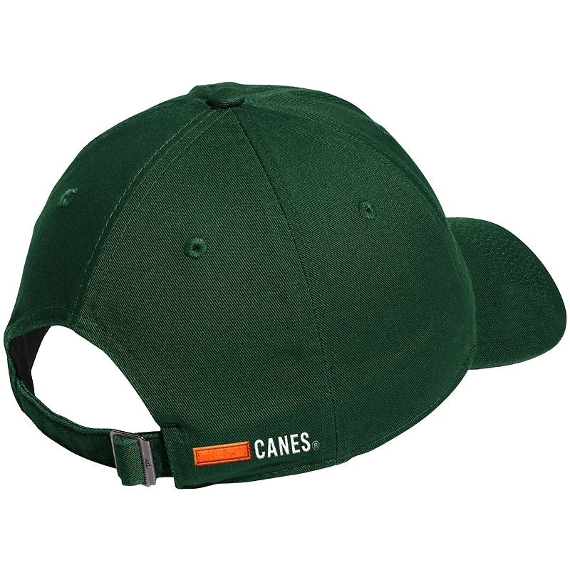 Casquette ajustable adidas verte Miami Hurricanes pour homme
