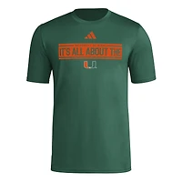 Men's adidas Green Miami Hurricanes Locker Slogan Pre-Game T-Shirt