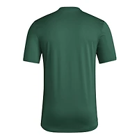 T-shirt d'avant-match adidas vert Miami Hurricanes pour homme, avec slogan de vestiaire