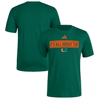 Men's adidas Green Miami Hurricanes Locker Slogan Pre-Game T-Shirt