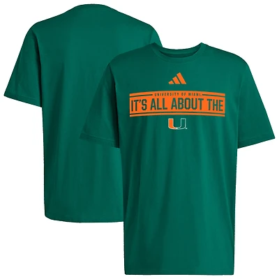 Men's adidas Green Miami Hurricanes Locker Slogan Pre-Game T-Shirt