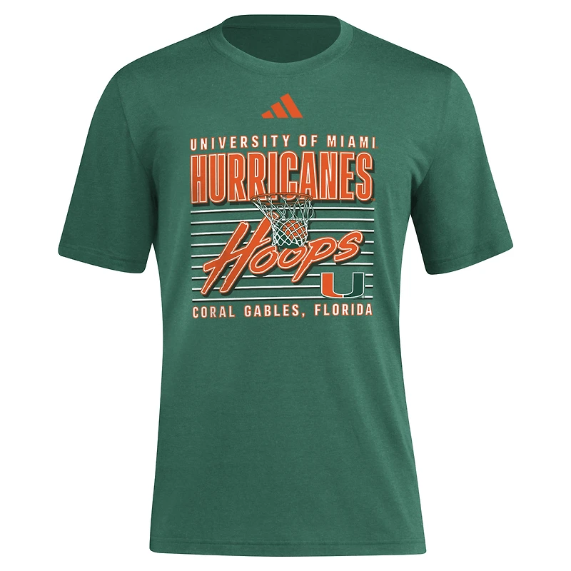 Men's adidas Green Miami Hurricanes Locker Swish Tri-Blend T-Shirt